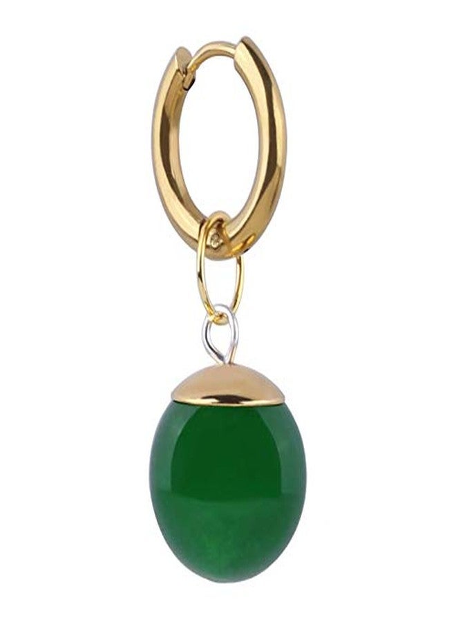 SSbeauty M 1 piece of Ball Earring Stainless Steel Ear Clip Cuff For Man Woman Cosplay (Single green pierced) - Image 1
